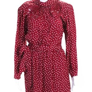 Rebecca Taylor Womens Floral Embroidered Hearts A Line Dress Crimson Size 4